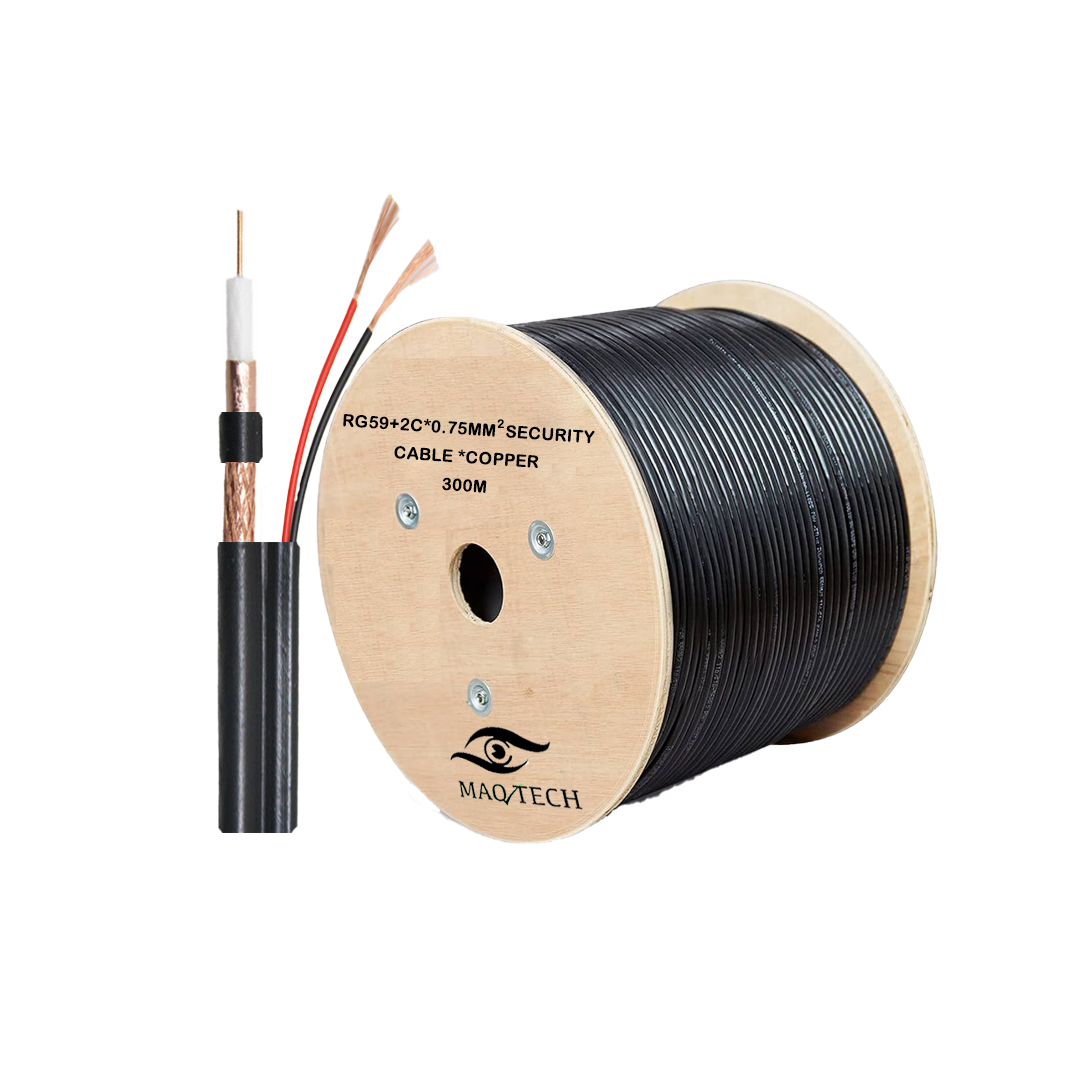 כבל מצלמות עם מתח RG59 COPPER